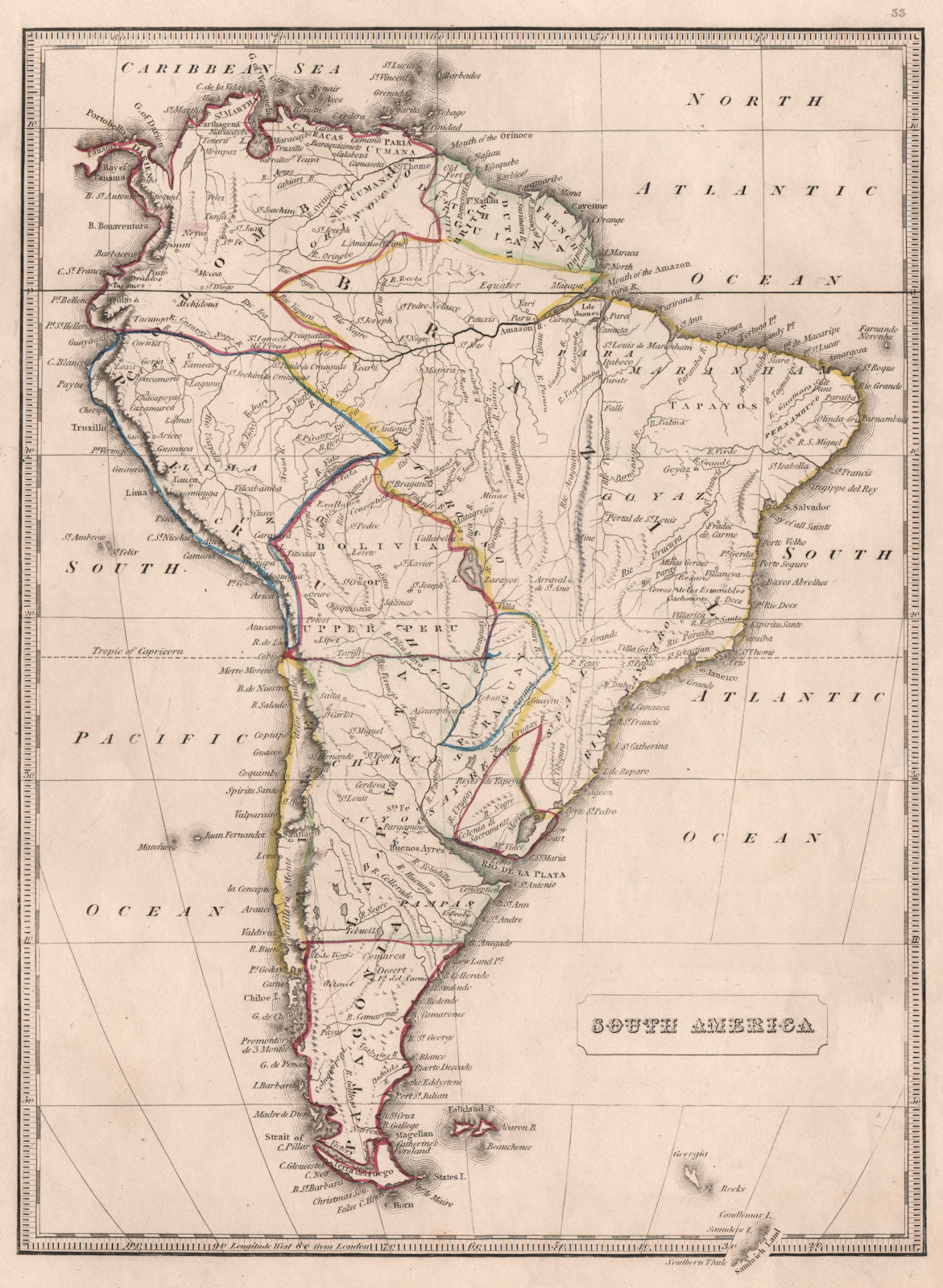 SOUTH AMERICA Brazil Colombia inc Venezuela La Plata Bolivia. JOHNSON 1850 map